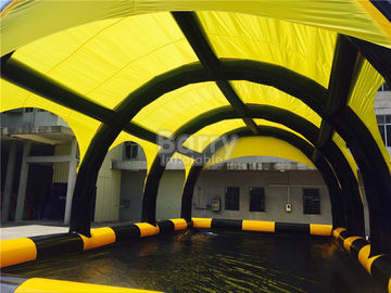 Tùy chỉnh màu vàng PVC bạt lều bơm hơi với hồ bơi, nơi trú ẩn inflatable