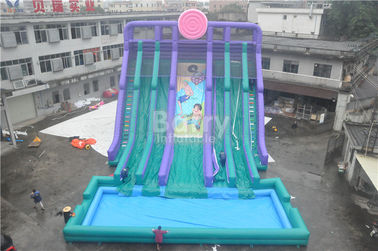 Cool 5 Lanes Giant Inflatable nước Slide Với Big Pool / Adult Games Inflatable