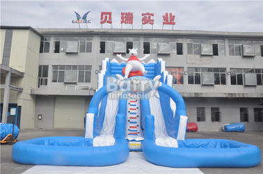 Blue Bear Big Inflatable Nước Slides 12x9x7m Với 2 Bể bơi