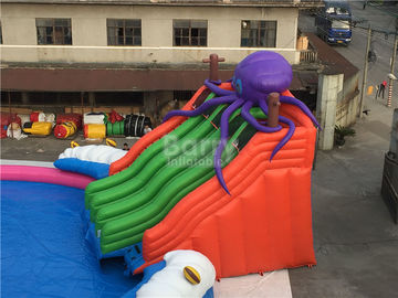 Công viên nước Inflatable ngoài trời khổng lồ, trẻ em tùy chỉnh bạch tuộc trượt nước