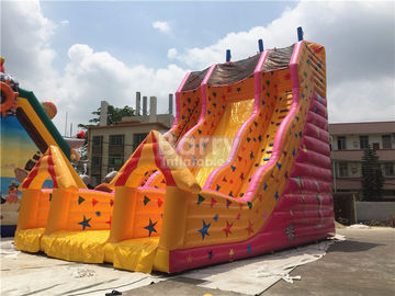 Trẻ em tùy chỉnh Inflatable Trượt đơn Lane Vàng 12x7x10m