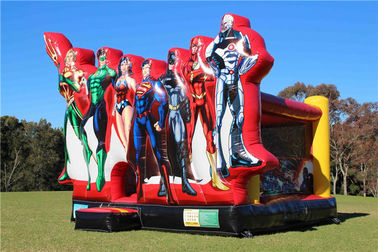 PVC Inflatable không thấm nước Justice League Jumping Castle Moonwalks cho trẻ em / trẻ em