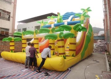 Vàng trượt Inflatable thương mại, Inflatable cầu thang trượt với hai Slide Way