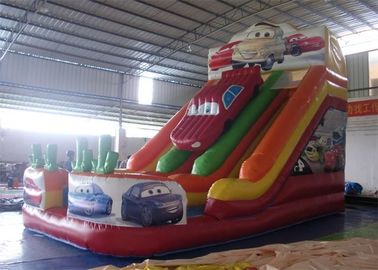 PVC Tarpaulin Trượt Inflatable thương mại, hình dạng xe hơi Inflatable trượt đầy màu sắc