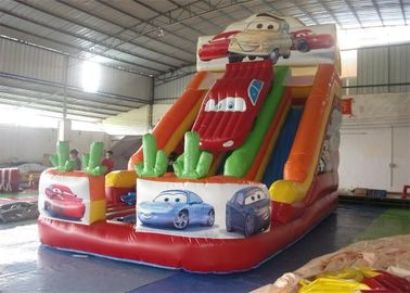 PVC Tarpaulin Trượt Inflatable thương mại, hình dạng xe hơi Inflatable trượt đầy màu sắc