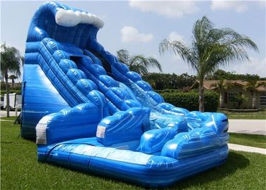 Trượt nước Inflatable, Màu xanh được sử dụng Inflatable Trượt nước thương mại cho thuê