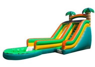 Màu xanh lá cây Palm Tree Inflatable nước Slides / Inflatable sân sau trượt nước