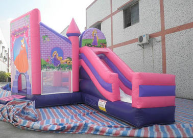Kids 3 Trong 1 Combo Bounce House, Công chúa màu hồng Lâu đài Bouncy Với Slide