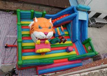 Vui chơi cho trẻ em hổ đầu Inflatable Bouncy Castle với Slide