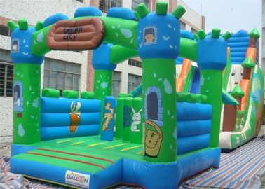 Quảng trường xanh ngoài trời inflatable bouncer, inflatable nhà bounce với slide