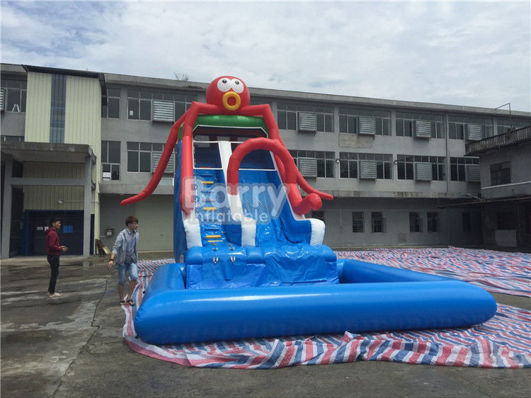 Thương mại lớp bạch tuộc trượt nước inflatable với nhỏ có thể tháo rời hồ bơi