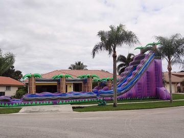 Thiên đường màu tím Inflatable nước Slide Với Pool / Adult Inflatable Wet Slide