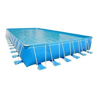 EN71 Bể bơi nước di động 0,9mm PVC Bể bơi khung kim loại hình chữ nhật có thể bơm hơi