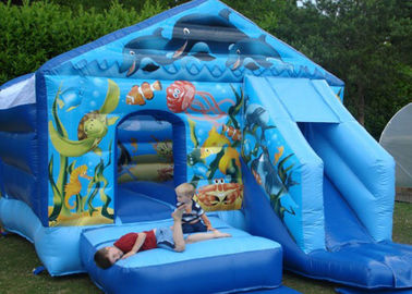 Thương mại sạch mềm Blue Seaworld Bouncer Trượt Inflatable Combo cho trẻ em