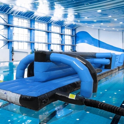 Đường đua chướng ngại vật đồ chơi nước bơm cho hồ bơi 13M Đen & Xanh Twin Track Bể bơi bơm Aqua Run
