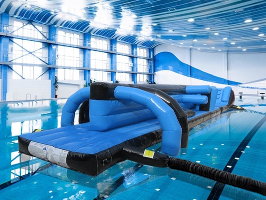 Đường đua chướng ngại vật đồ chơi nước bơm cho hồ bơi 13M Đen & Xanh Twin Track Bể bơi bơm Aqua Run