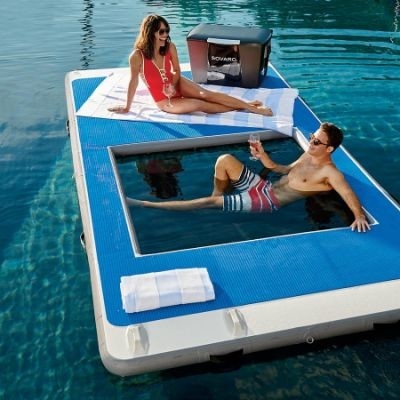 Yacht Outdoor Sports Drop Stitch Bể bơi biển bơm nổi Đại dương Bể bơi biển với lưới chống sứa