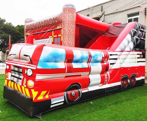 OEM ODM 3 trong 1 Trạm cứu hỏa Bounce House với hồ bơi Bouncy Jumper Lâu đài Water Slide Obstacle For Kids