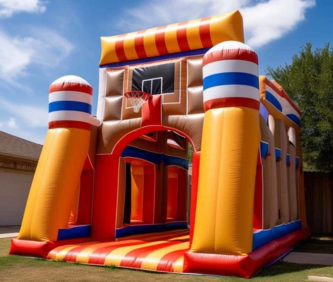 Thị trường Bouncy Castle Bóng rổ Bounce House với Hoop kết hợp với trò chơi thể thao
