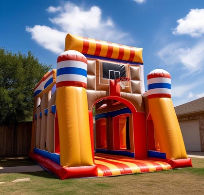 Thị trường Bouncy Castle Bóng rổ Bounce House với Hoop kết hợp với trò chơi thể thao