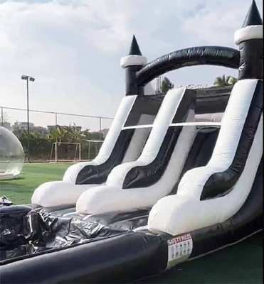 Trong nhà / ngoài trời Đen và trắng Tuxedo Bounce House Bánh trượt nước bơm cho bữa tiệc