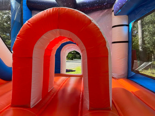 Tùy chỉnh tàu con thoi nhà nhảy với slide cho trẻ em nhảy leo