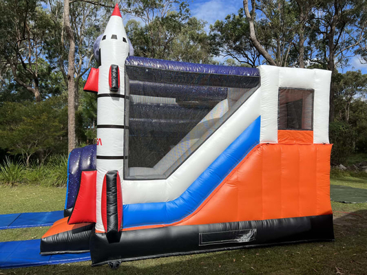 Tùy chỉnh tàu con thoi nhà nhảy với slide cho trẻ em nhảy leo