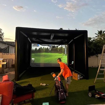 Hòa tập golf ngoài trời được niêm phong Hitting Cage Screen Golf Simulator Blow-up Tent Cho Thể thao