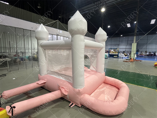 3.3x3m Trắng Và Hồng Đẹp Blowing Wedding Bouncer Slide Combo Jumping Castle Slide