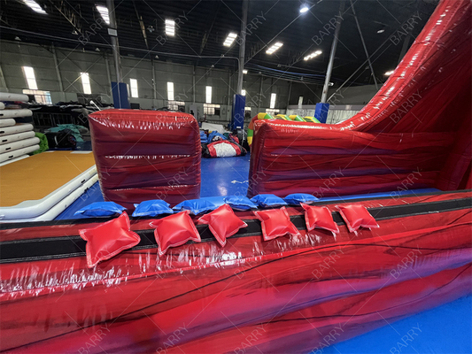 Đánh bóng trong nhà và ngoài trời Bounce Game Bungee Run Đỏ vui vẻ với 2 làn này