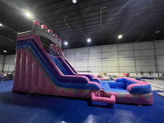 8.4x3.6x6m Custom Jumper Bouncy Kids Pink Princess Bánh trượt nước bơm cho bữa tiệc