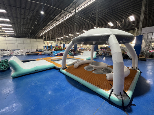 Trò chơi thể thao nước sang trọng Bana Inflatable Banana Inflatable Dock Platform Beach Party Bana Inflatable Floating Cabana