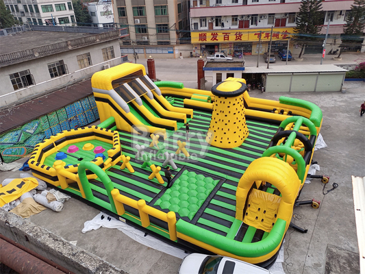 Nước Giant ngoài trời khô bơm công viên giải trí quốc gia trong nhà Big Bounce House với lau ra trò chơi trượt leo tường