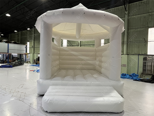 Nhà Bật Bơm Hơi Trong Nhà Màu Trắng 5x4.5x4.5m Có Mái Che, Nhà Nhún Bơm Hơi Dành Cho Đám Cưới