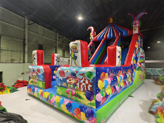 Clown Inflatable Slide 8x4.7x6.5m cho các bữa tiệc trẻ em PVC tùy chỉnh