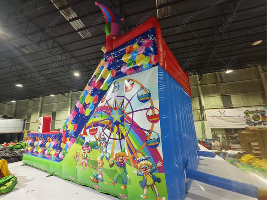 Clown Inflatable Slide 8x4.7x6.5m cho các bữa tiệc trẻ em PVC tùy chỉnh