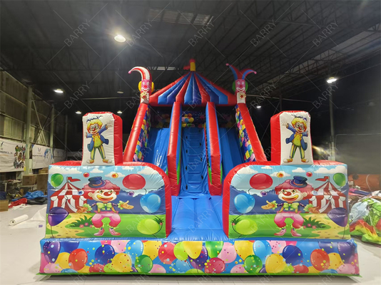 Clown Inflatable Slide 8x4.7x6.5m cho các bữa tiệc trẻ em PVC tùy chỉnh