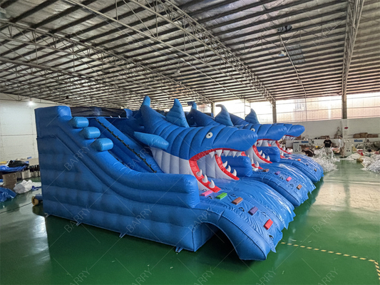 Cầu trượt bơm hơi hình cá mập lớn cho hồ bơi, cầu trượt nước bơm hơi mùa hè cho hồ bơi dành cho trẻ em và người lớn