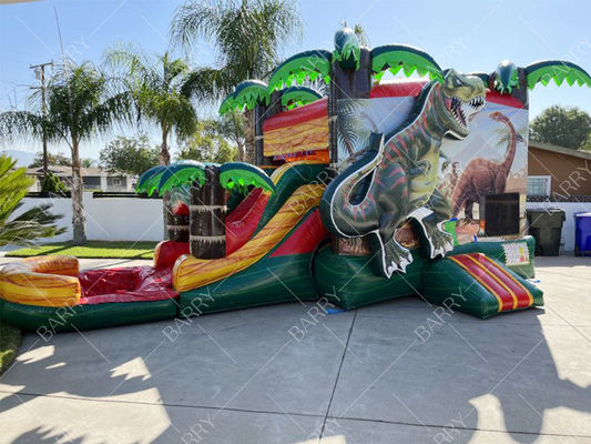 Căn nhà sau Lâu đài Bouncy Dinosaur Bounce House Bể bơi trượt nước Bể bơi hơi cho bữa tiệc