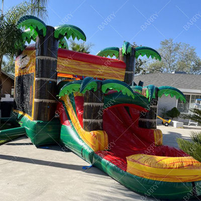Căn nhà sau Lâu đài Bouncy Dinosaur Bounce House Bể bơi trượt nước Bể bơi hơi cho bữa tiệc