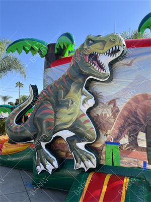 Căn nhà sau Lâu đài Bouncy Dinosaur Bounce House Bể bơi trượt nước Bể bơi hơi cho bữa tiệc