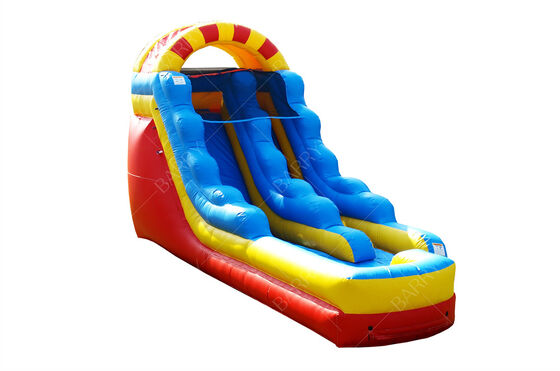 Cầu trượt nước hai làn 15ft thương mại với hồ bơi lớn, cầu trượt nước bơm hơi cho trẻ em
