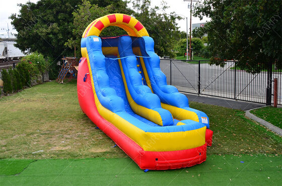 Cầu trượt nước hai làn 15ft thương mại với hồ bơi lớn, cầu trượt nước bơm hơi cho trẻ em