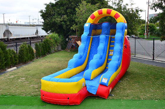 Cầu trượt nước hai làn 15ft thương mại với hồ bơi lớn, cầu trượt nước bơm hơi cho trẻ em