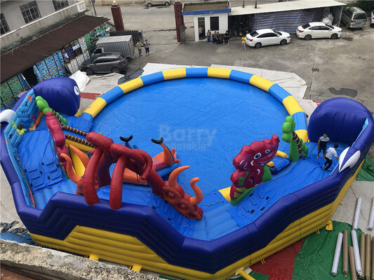 Tùy chỉnh khổng lồ bạch tuộc công viên nước, dolohin động vật inflatable công viên nước với hồ bơi lớn đồ chơi