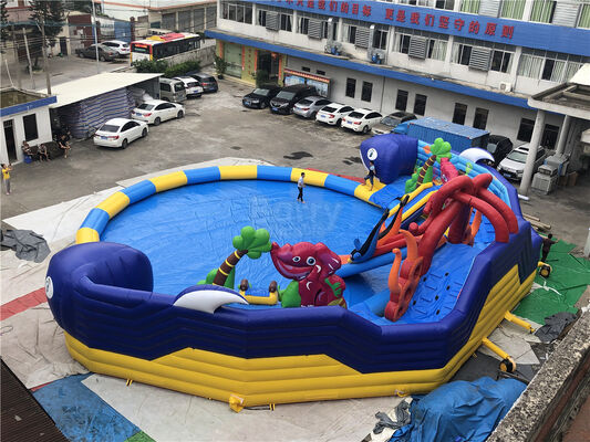 Tùy chỉnh khổng lồ bạch tuộc công viên nước, dolohin động vật inflatable công viên nước với hồ bơi lớn đồ chơi