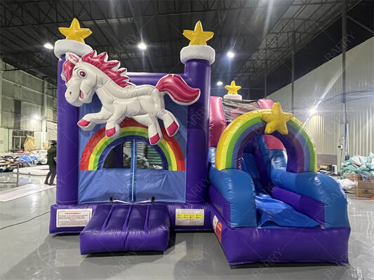 Thị trường thương mại Unicorn Bounce House với slide Rainbow Star Chủ đề Combo bơm cho trẻ em Tiệc tùng & Sự kiện