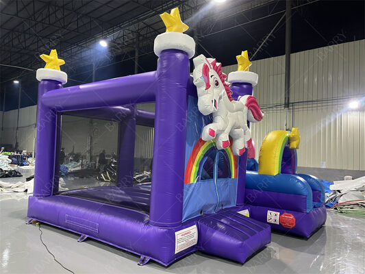 Thị trường thương mại Unicorn Bounce House với slide Rainbow Star Chủ đề Combo bơm cho trẻ em Tiệc tùng & Sự kiện