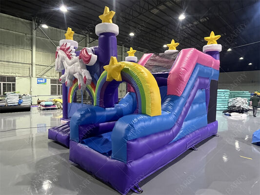 Thị trường thương mại Unicorn Bounce House với slide Rainbow Star Chủ đề Combo bơm cho trẻ em Tiệc tùng & Sự kiện