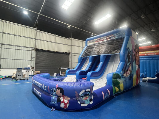 Cầu trượt bơm hơi 3 làn theo chủ đề Lilo & Stitch | Cầu trượt nước cho trẻ em loại thương mại